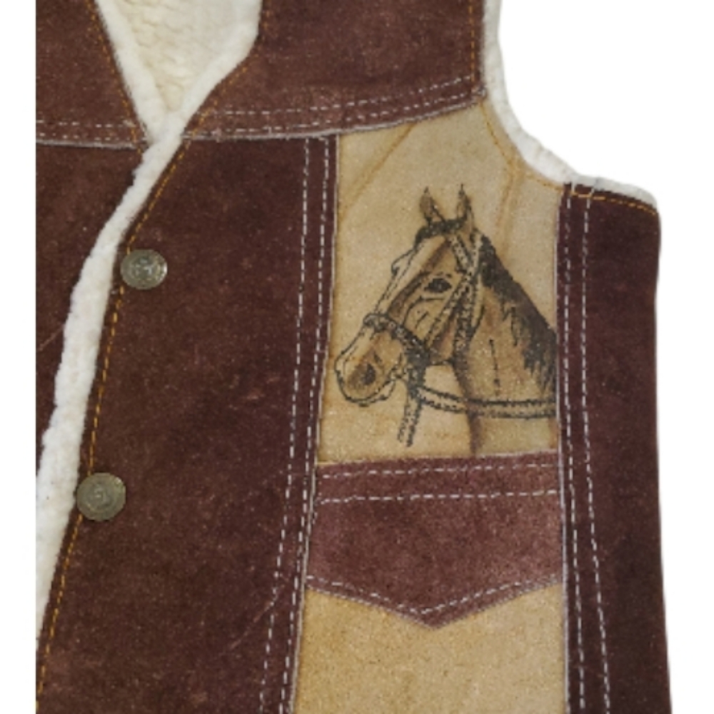 🩵 $5 💥 Western Horse Vest - Brown and Tan Kid's - Picture 3 of 8